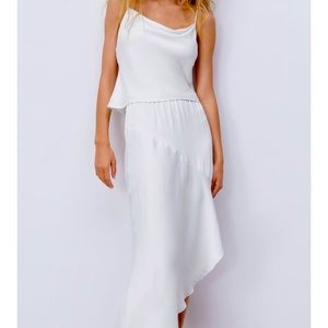 Satin Asymmetric Slip Skirt